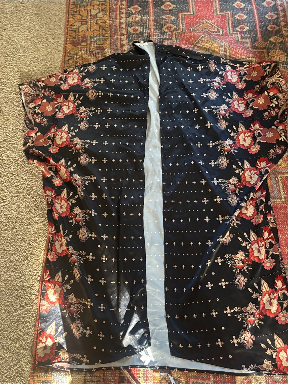 On The Road Black Floral Open-Front Kimono